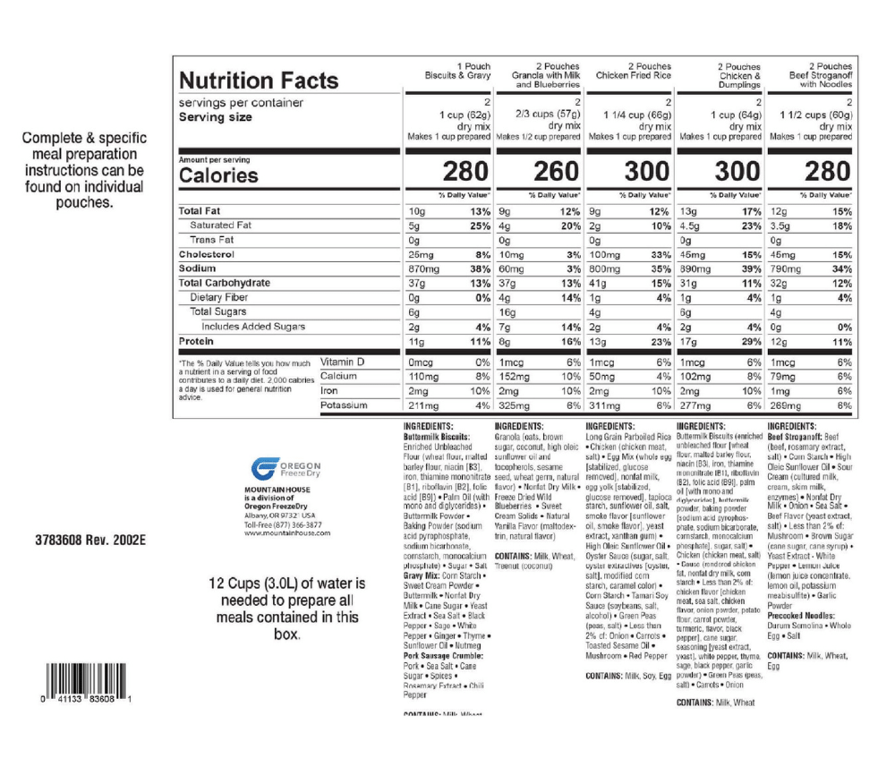 3-Day Emergency Freeze-Dried Food Supply Kit (Mountain House Pouches)