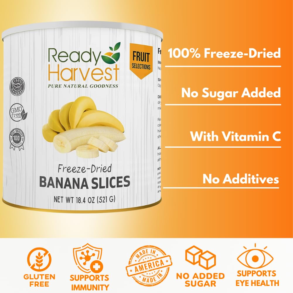 Ready Harvest Freeze-Dried Banana Slices (30-Year Shelf Life)
