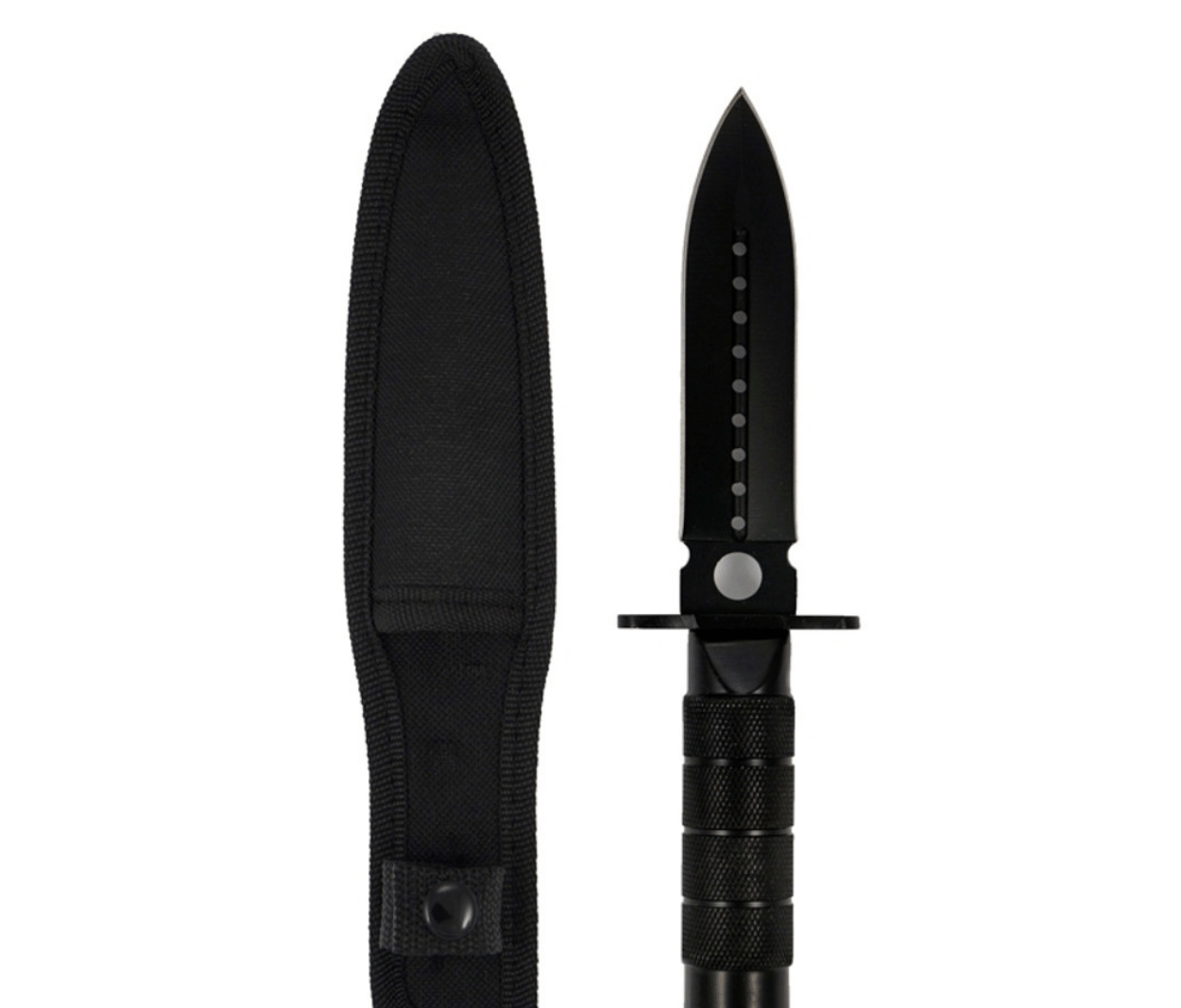 8" Stainless 440 Steel Black Hunting Knife (with Survival Kit and Pouch)