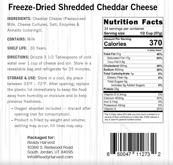 Ready Harvest Shredded Cheddar Cheese