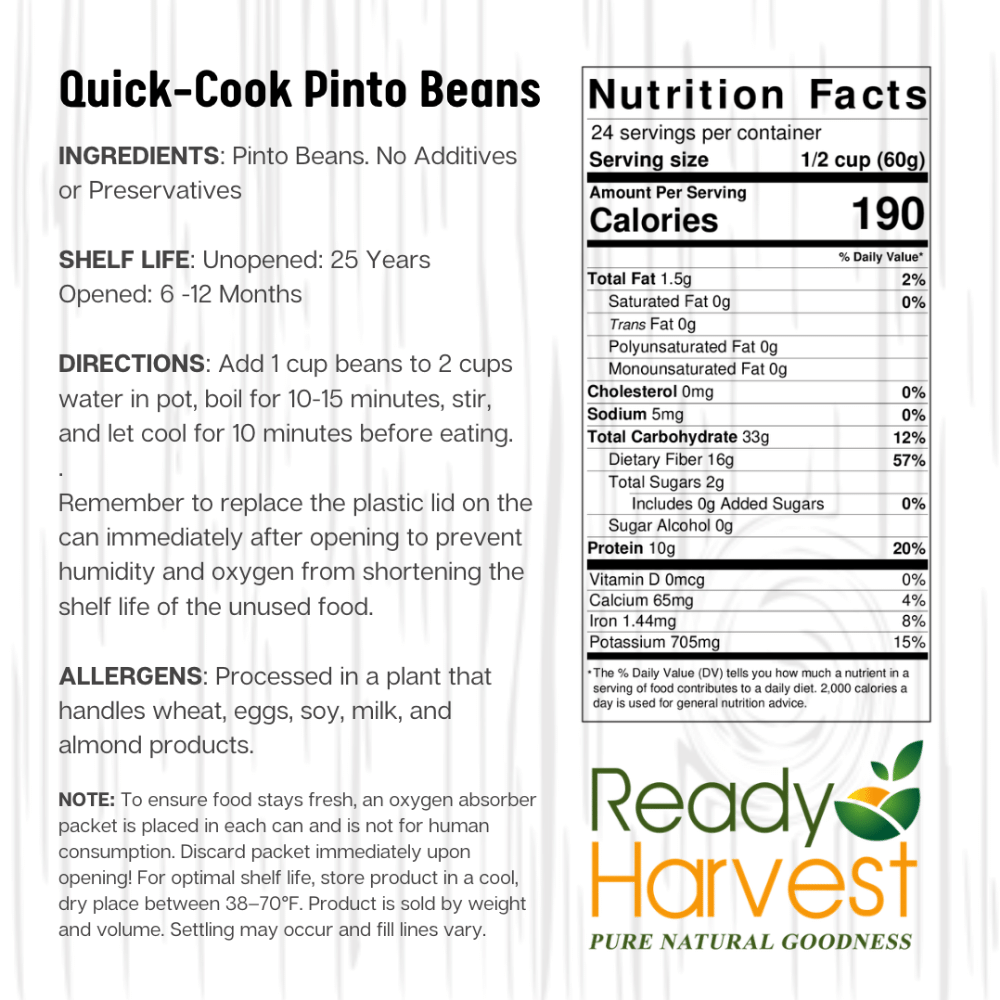 Ready Harvest Quick-Cook Beans Variety Kit (25-Year Shelf Life)