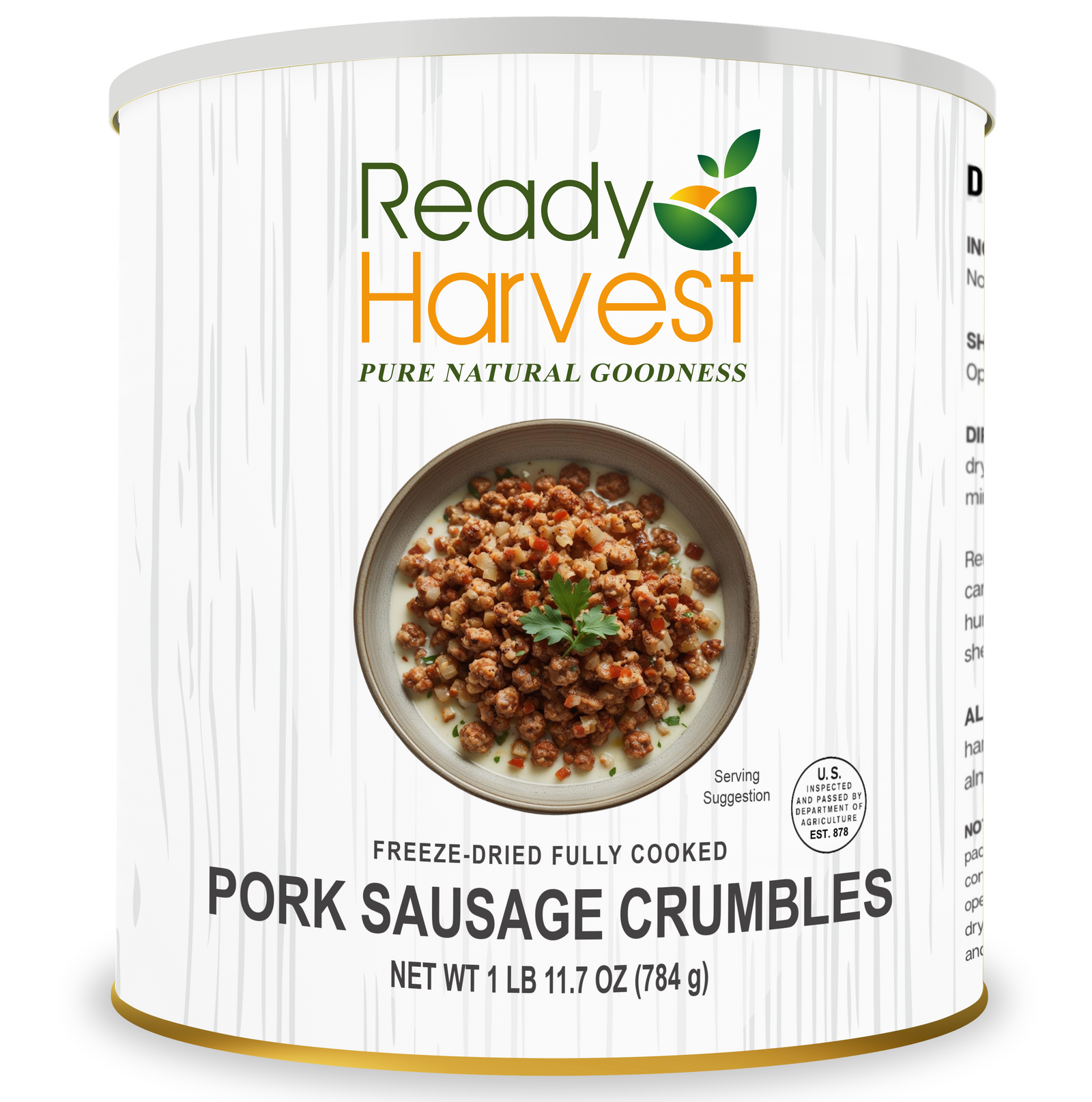 Ready Harvest Freeze-Dried Pork Sausage Crumbles (Fully Cooked)
