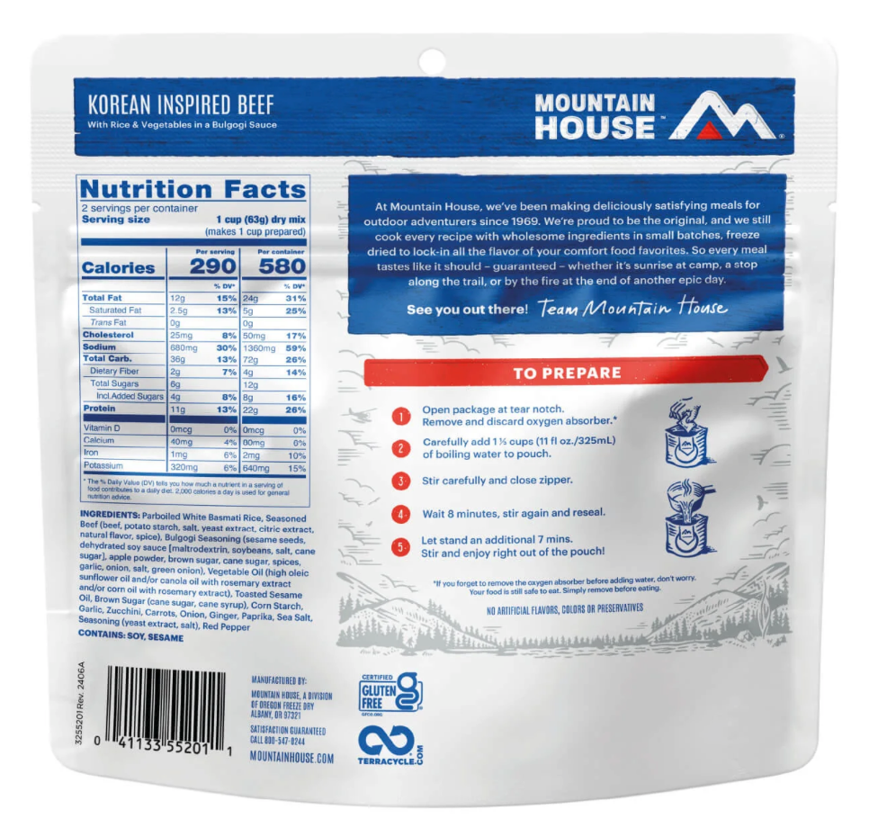 Freeze-Dried Korean Inspired Beef in Bulgogi Sauce Pouch - Mountain House