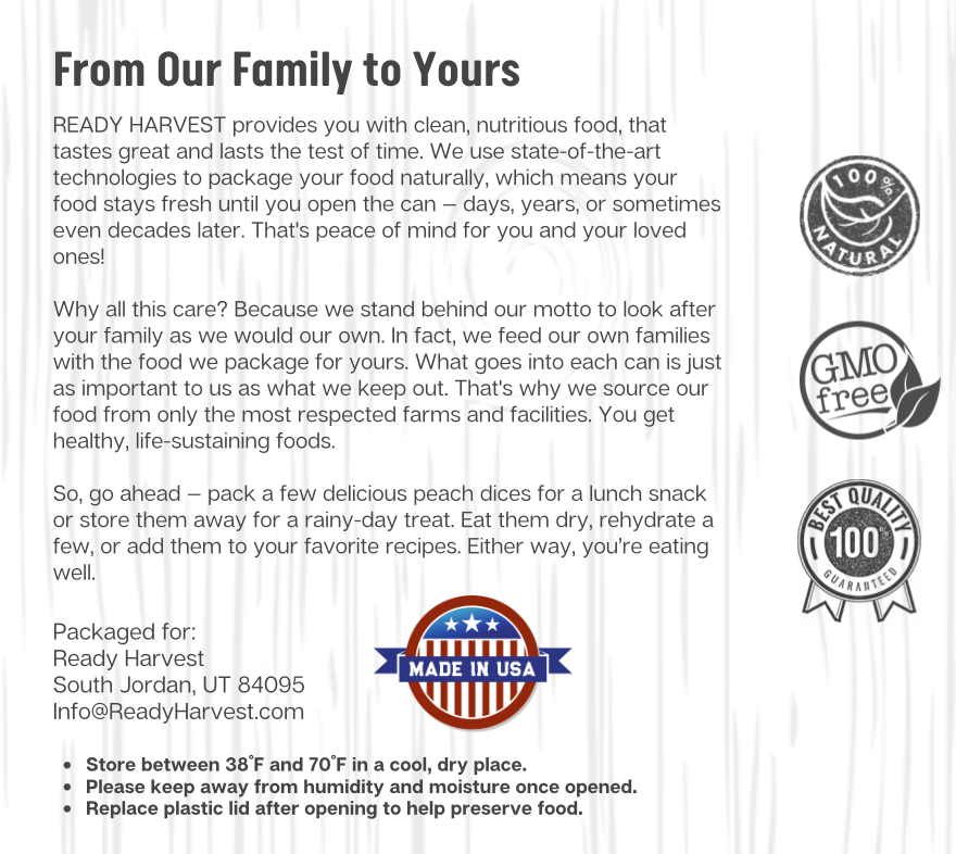 Ready Harvest Freeze-Dried Peach Dices (30-Year Shelf Life!)