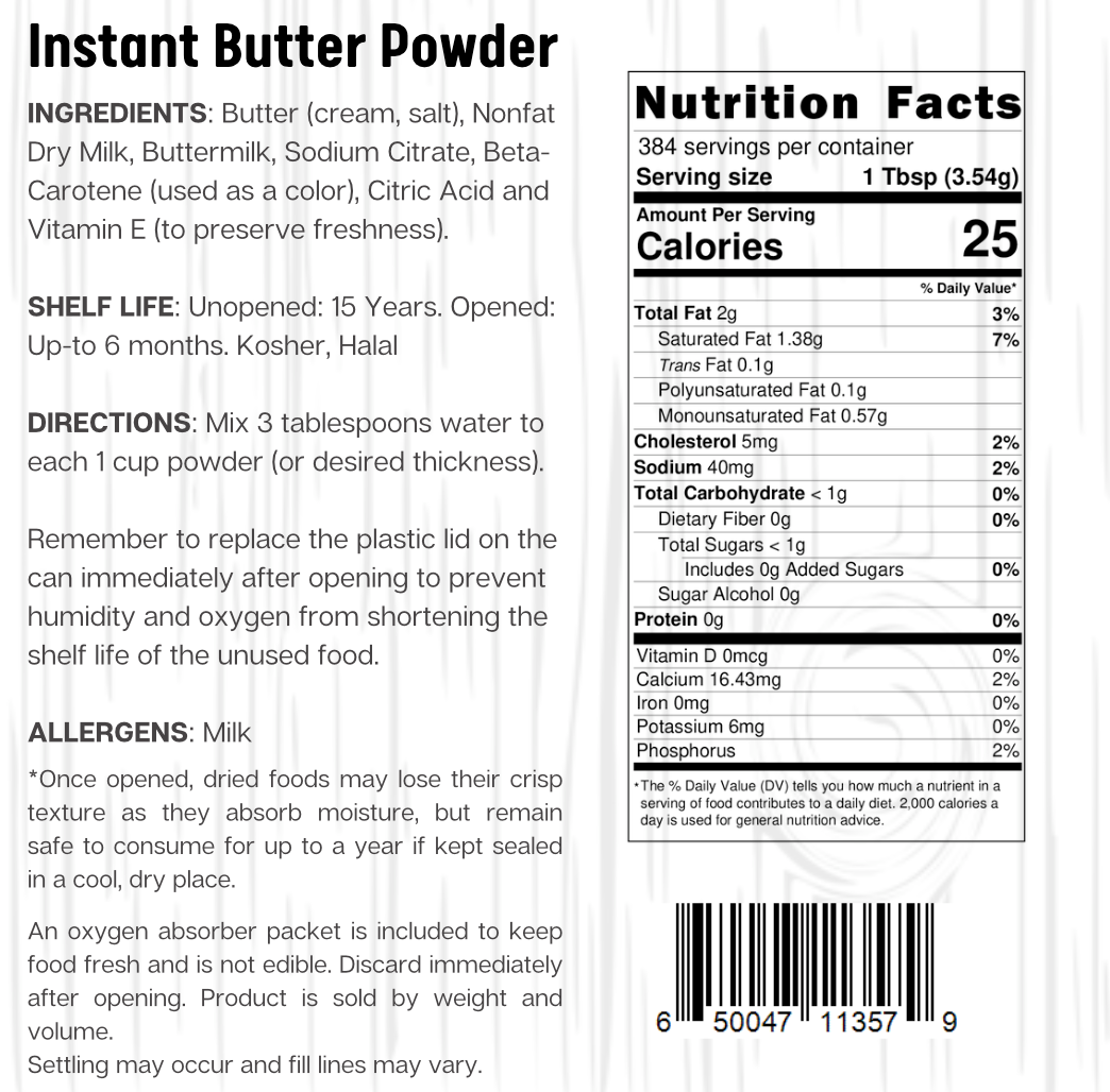 Ready Harvest Butter Powder (15-Year Shelf-Life)