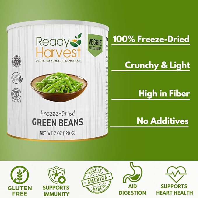 Ready Harvest Freeze-Dried Green Beans (30-Year Shelf Life)