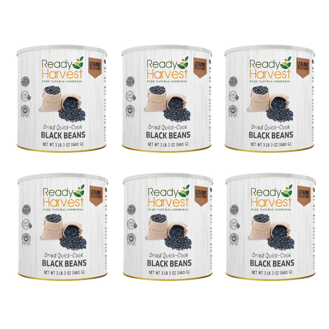 Ready Harvest Premium Quick-Cook Black Beans| Pre-cooked Beans, Just add hot Water (25-Year Shelf Life)