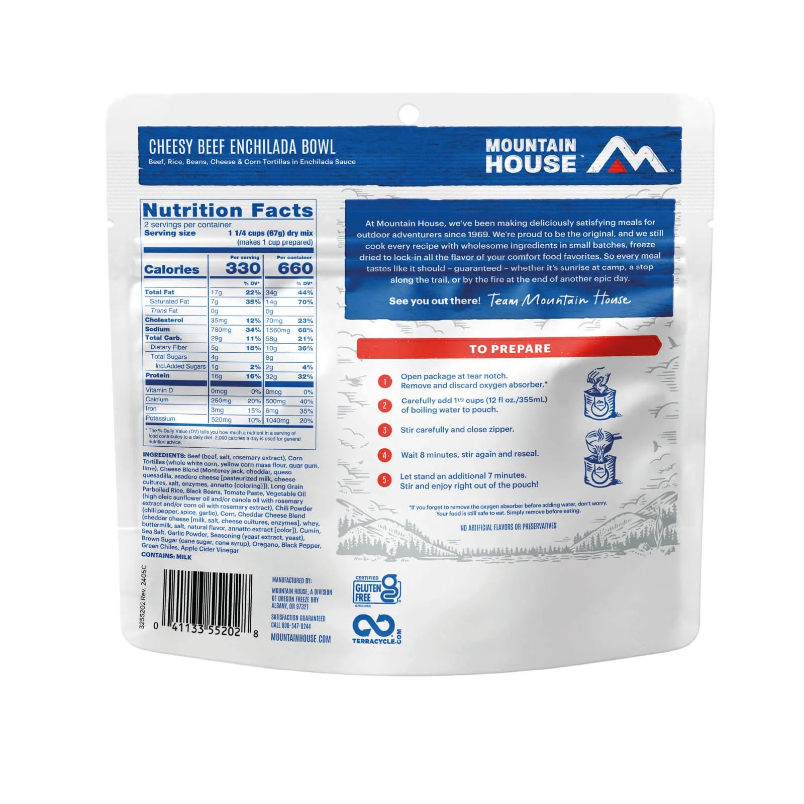 Freeze-Dried Cheesy Beef Enchilada Bowl Pouch - Mountain House