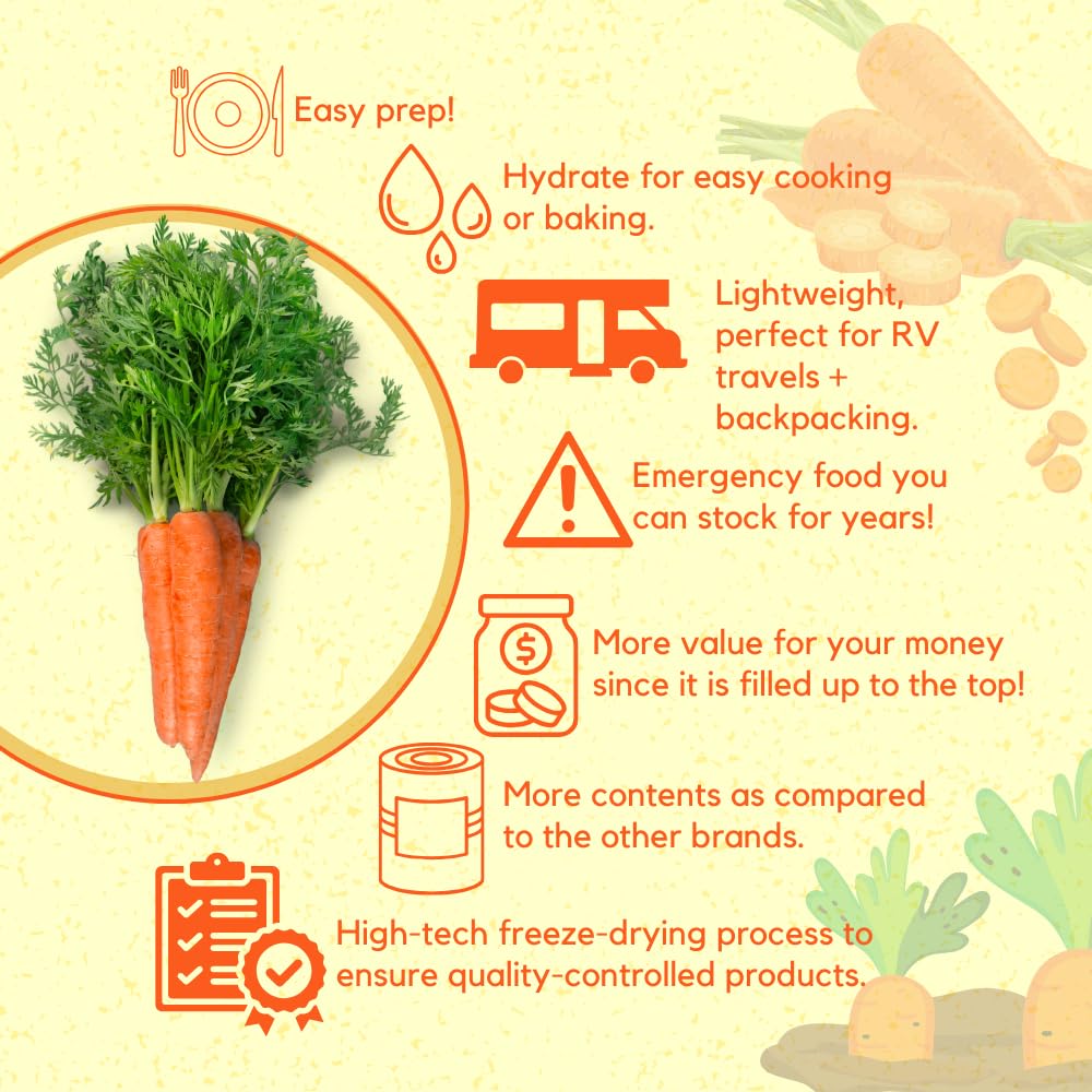 Ready Harvest Dehydrated Carrots (20-Year Shelf Life)