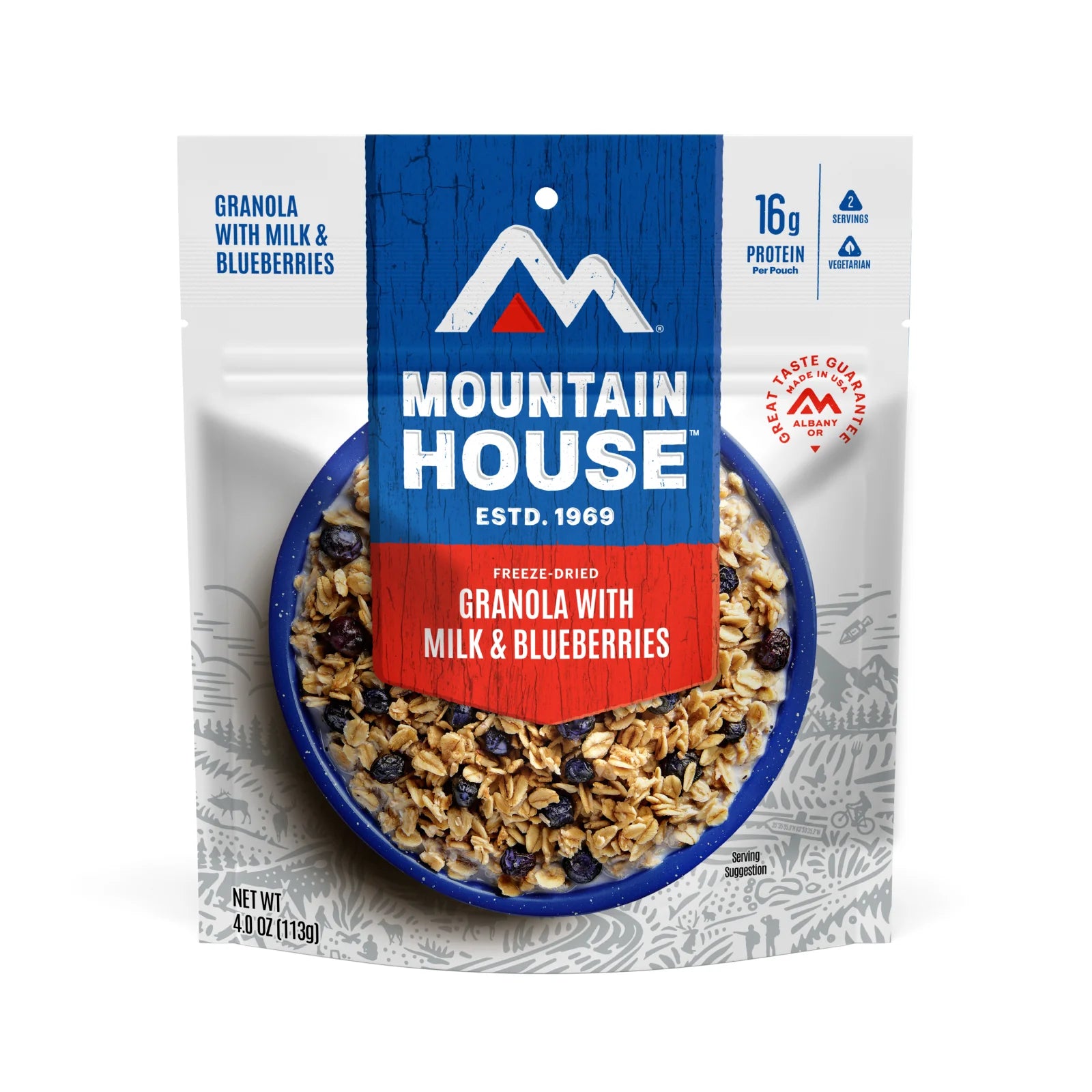 Freeze-Dried Granola with Milk & Blueberries Pouch - Mountain House