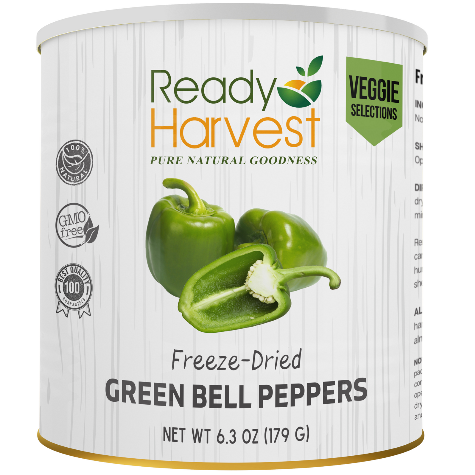 Ready Harvest Freeze-Dried Green Peppers (30-Year Shelf Life)