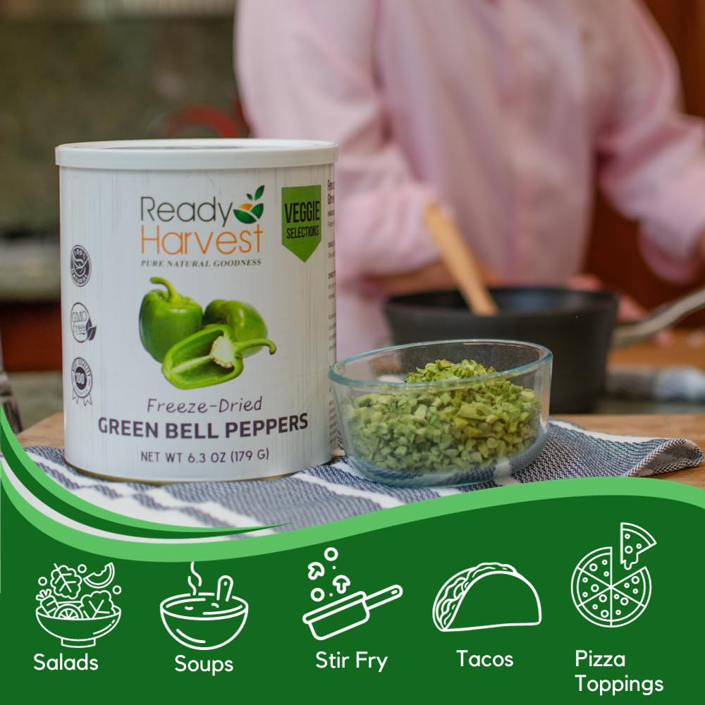 Ready Harvest Freeze-Dried Green Peppers (30-Year Shelf Life)