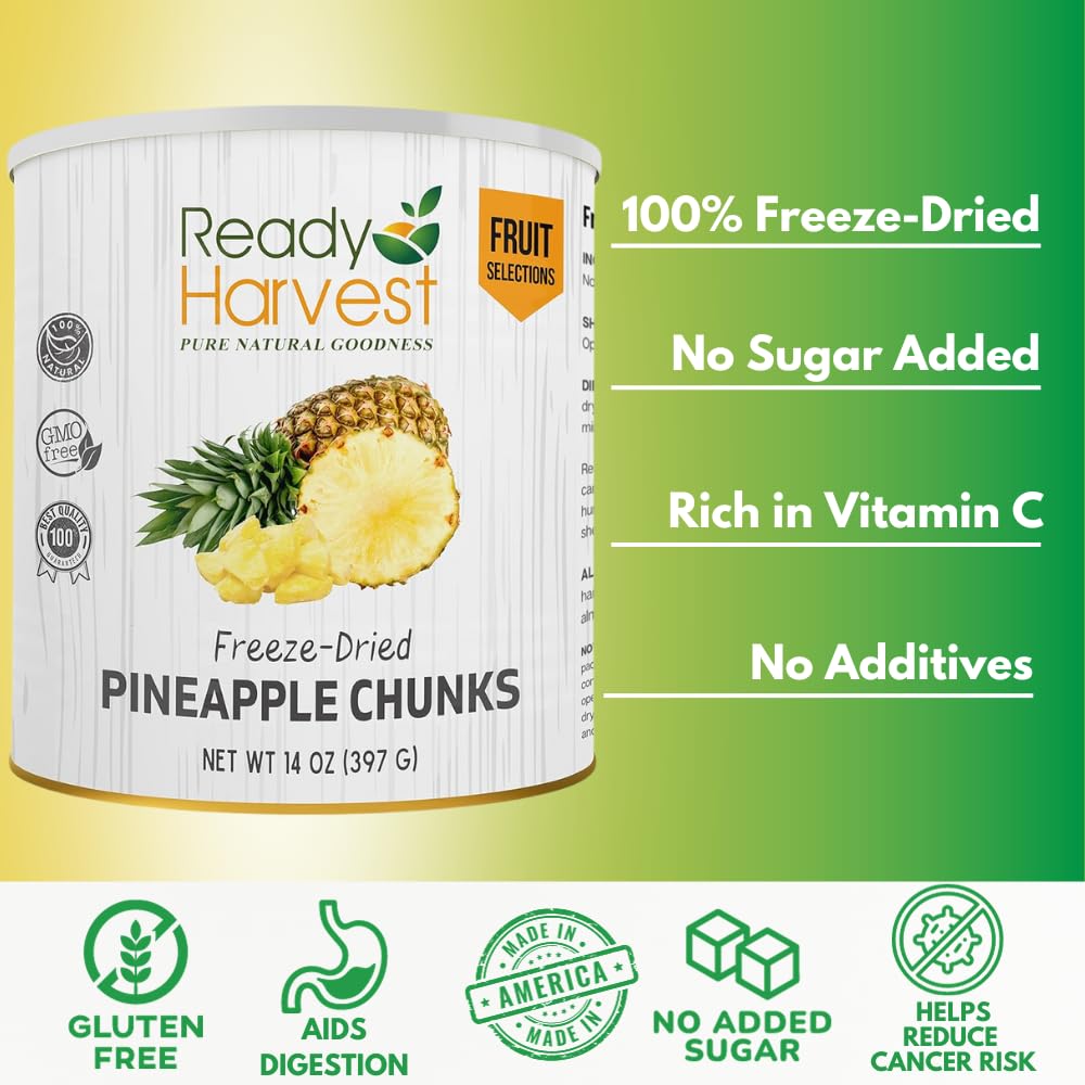 Ready Harvest Freeze-Dried Pineapple Chunks (30-Year Shelf Life)