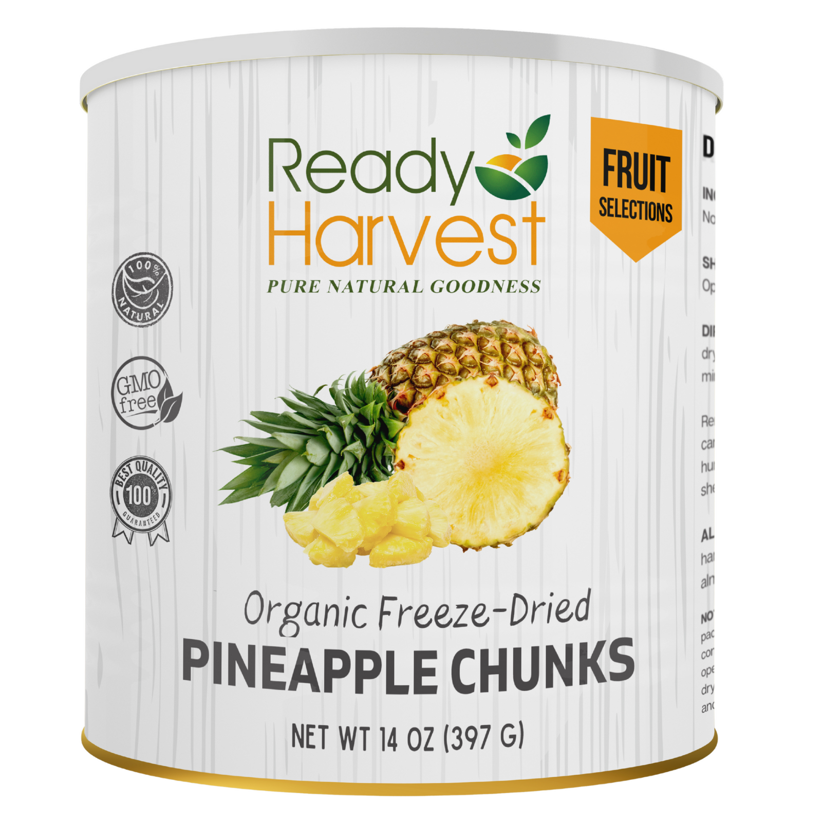 Ready Harvest Freeze-Dried Organic Pineapple (30-Year Shelf Life)