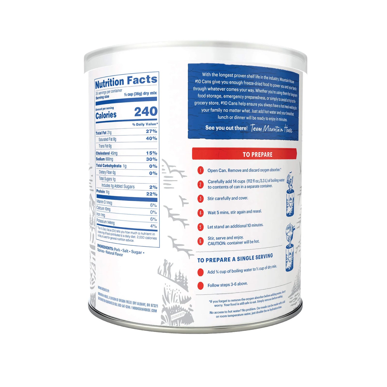 Freeze-Dried Seasoned Pork Sausage Can- Mountain House