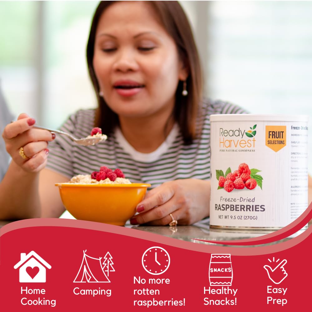 Ready Harvest Freeze-Dried Whole Raspberries (30-Year Shelf Life)