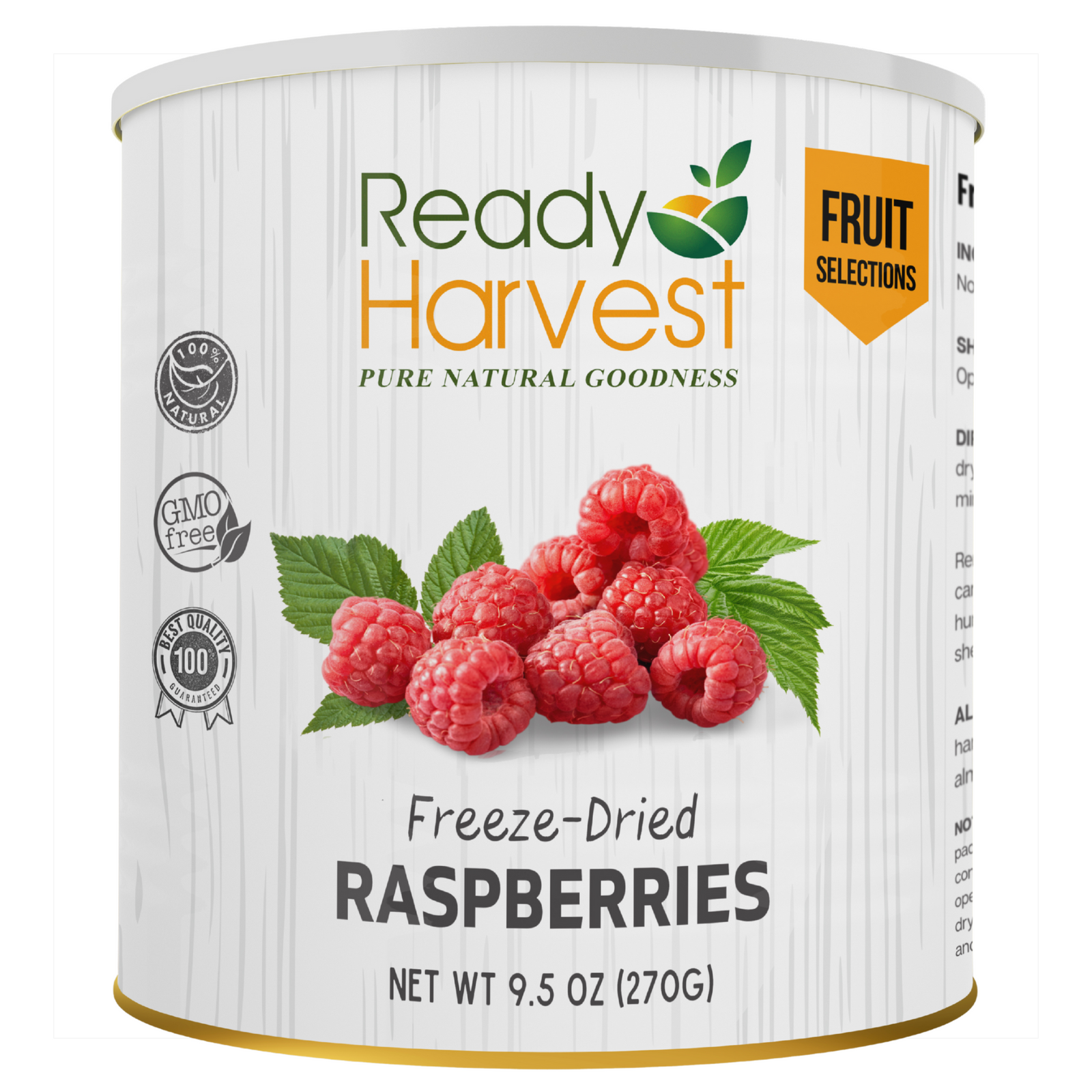 Ready Harvest Freeze-Dried Whole Raspberries (30-Year Shelf Life)