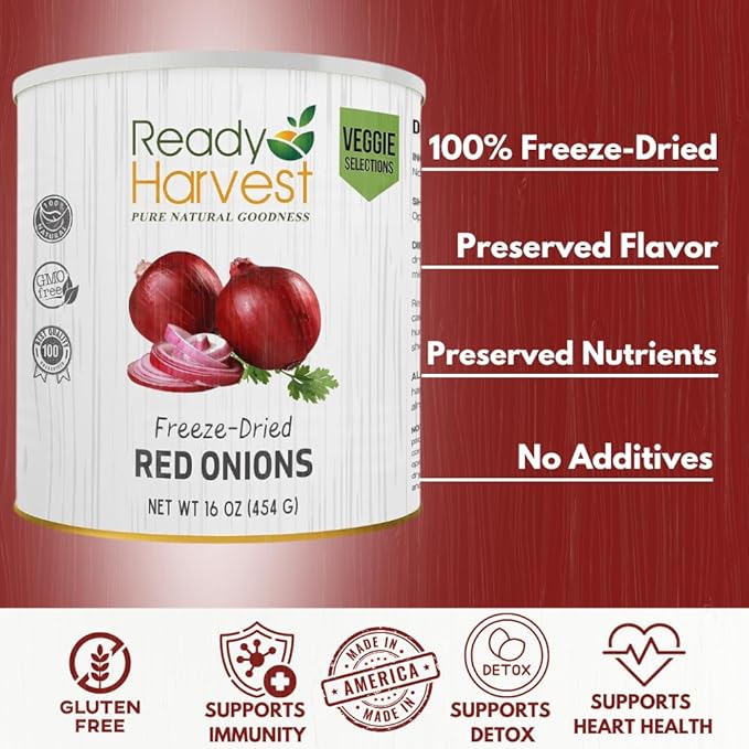 Ready Harvest Freeze-Dried Red Onions (30-Year Shelf Life)