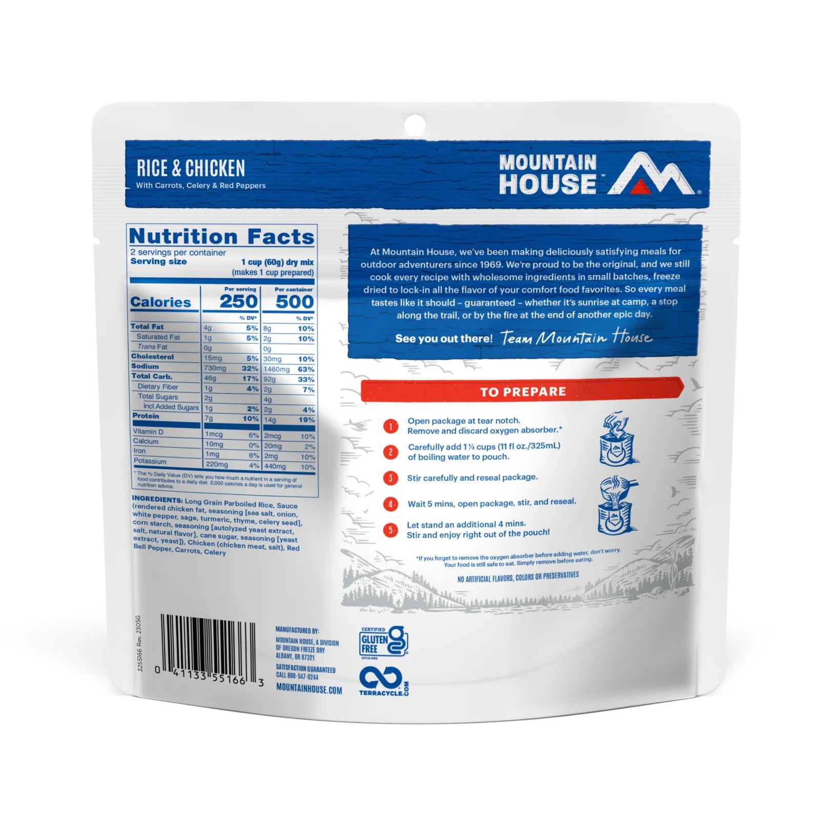 Freeze-Dried Rice and Chicken Pouch - Mountain House (GF) Gluten Free