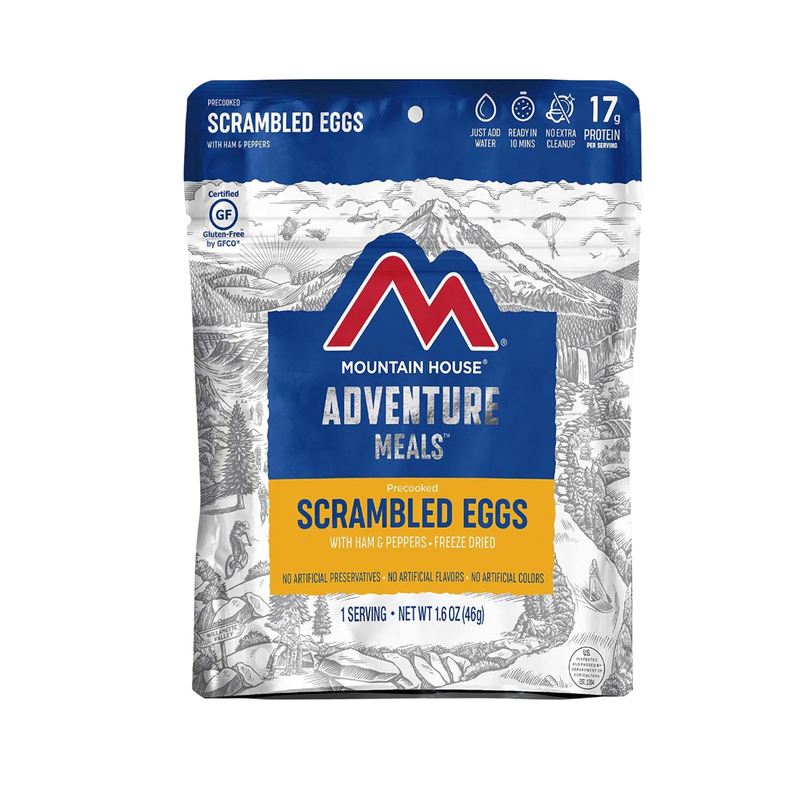 Freeze-Dried Scrambled Eggs with Ham and Peppers Pouch - Mountain House (GF) Gluten Free