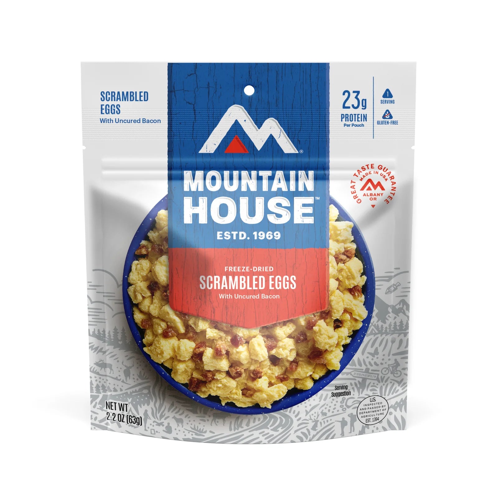 Freeze-Dried Scrambled Eggs with Bacon Pouch - Mountain House (GF) Gluten Free