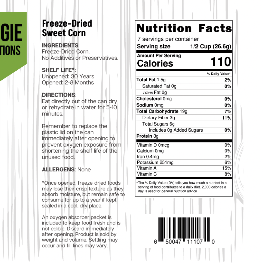 Ready Harvest Pantry Can – Freeze-Dried Sweet Corn (6.6 oz)