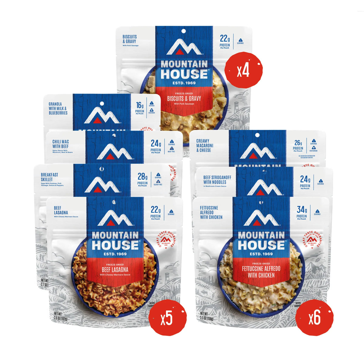 14-Day Emergency Freeze-Dried Food Supply Kit (Mountain House Pouches)