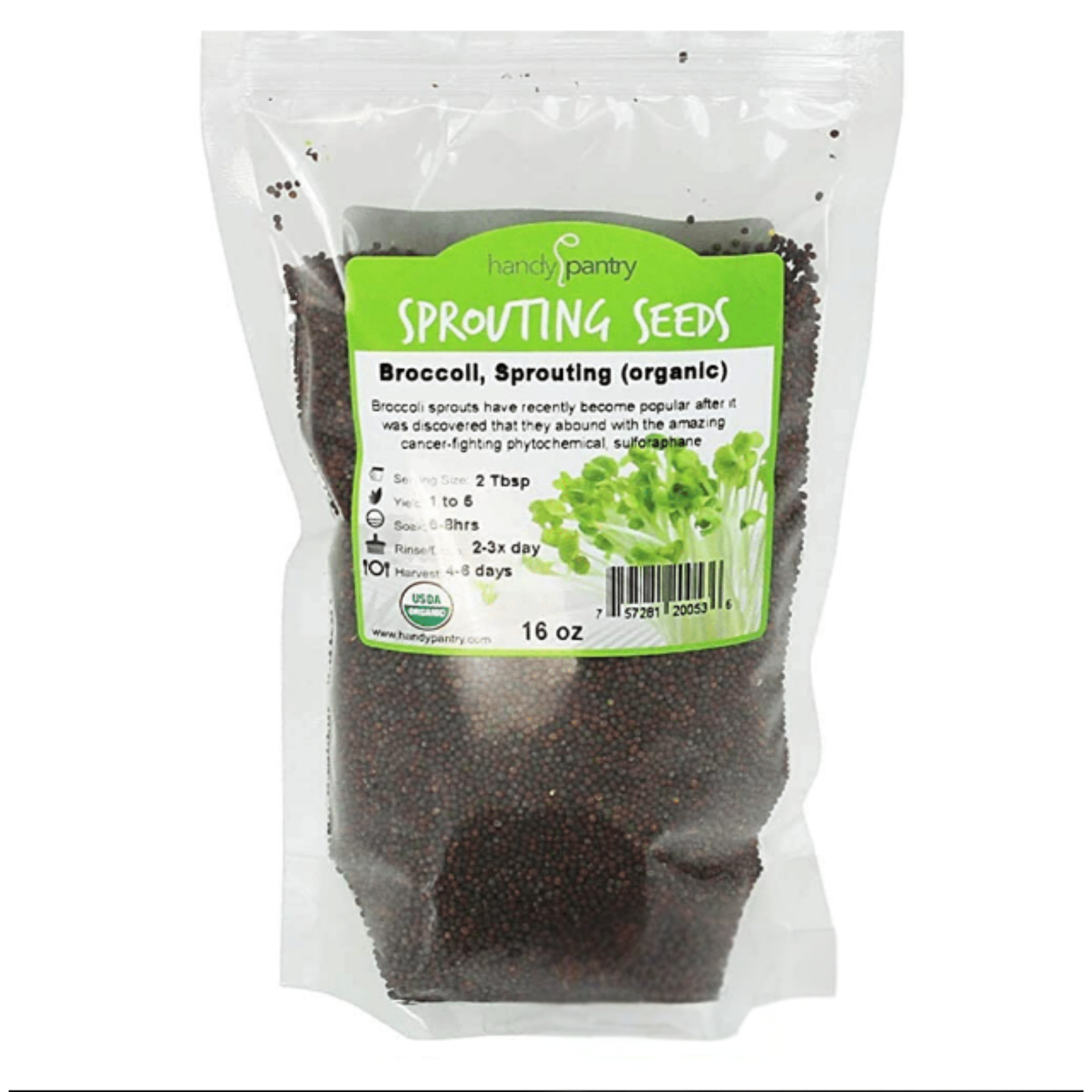 Broccoli Organic Heirloom Sprouting Seeds (8oz Pouch)