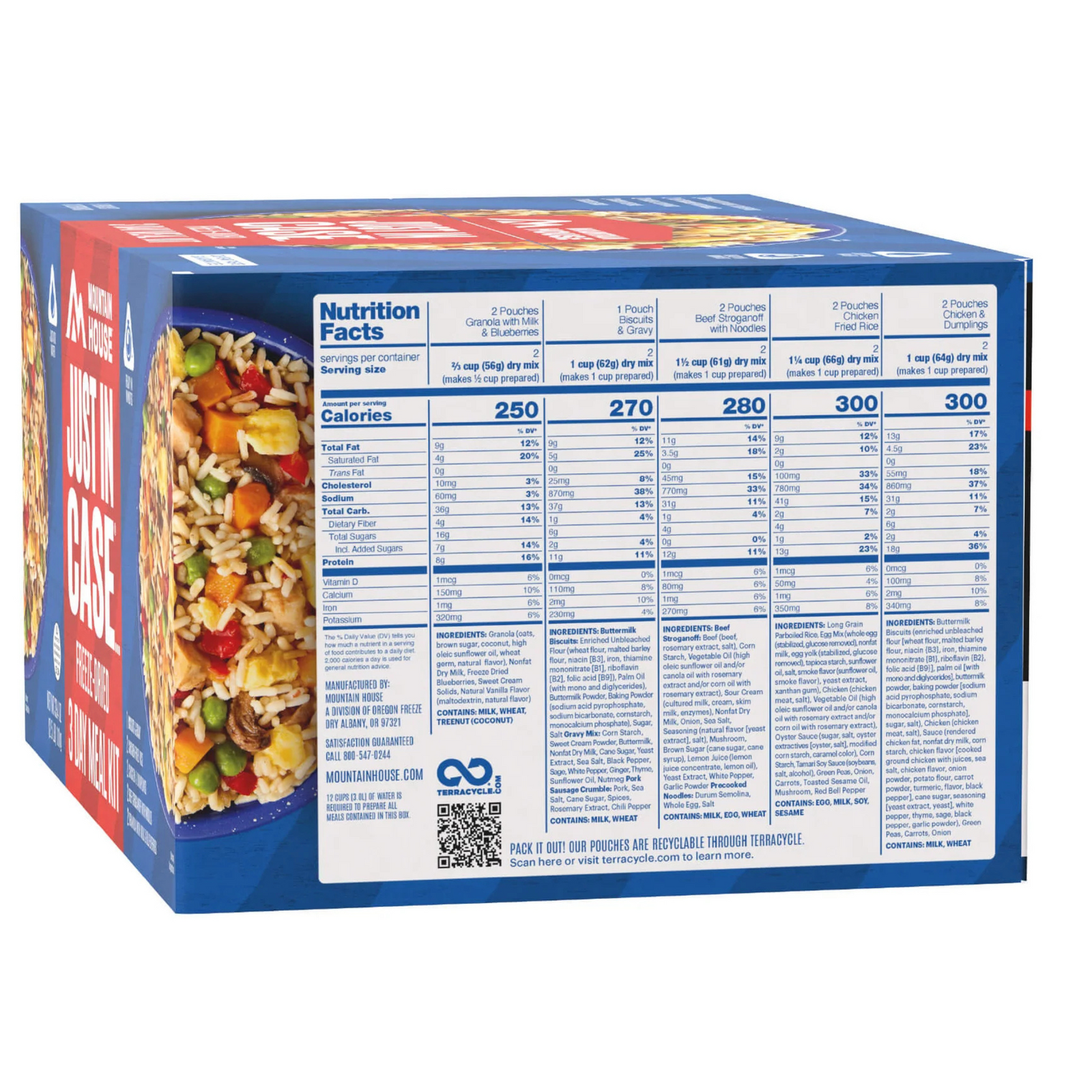 3-Day Emergency Freeze-Dried Food Supply Kit (Mountain House Pouches)