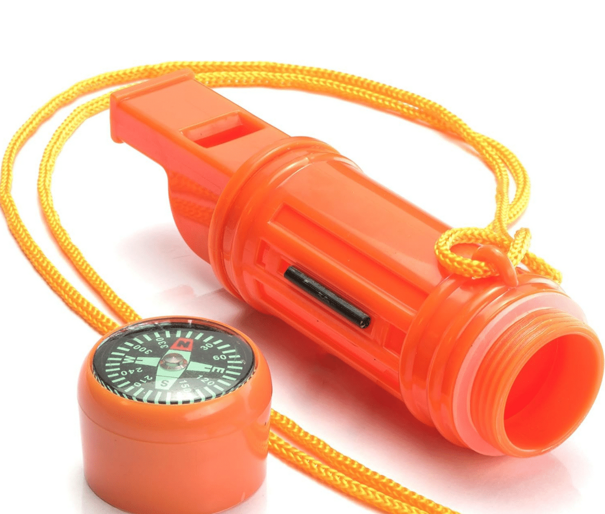 5-In-1 Survival Whistle (Compass, Punch, Striker, Flint, Whistle)