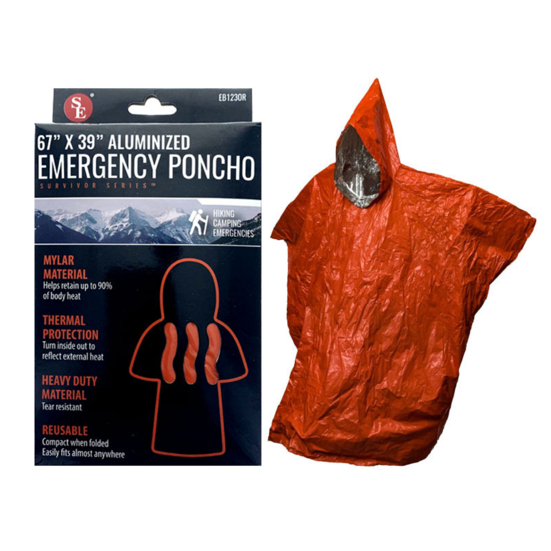 Aluminized Reusable Emergency Poncho (67&quot;x39&quot;)