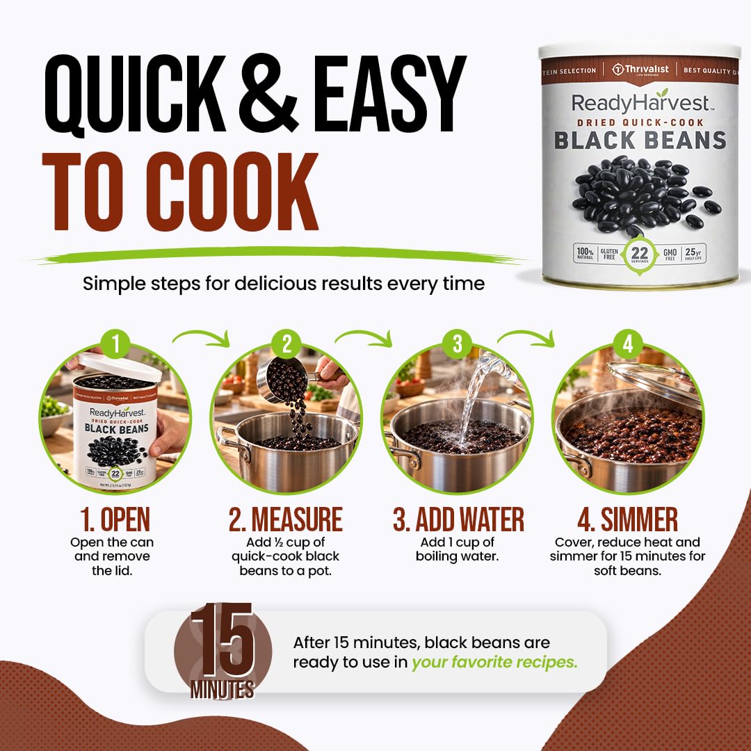 Ready Harvest Premium Quick-Cook Black Beans (25-Year Shelf Life)
