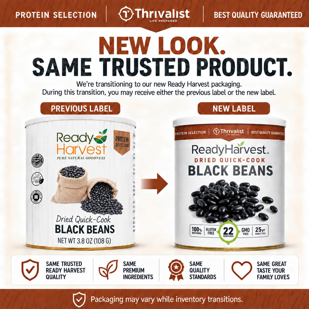 Ready Harvest Premium Quick-Cook Black Beans (25-Year Shelf Life)