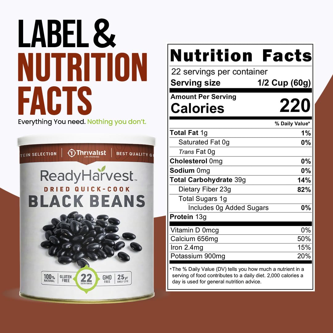 Ready Harvest Premium Quick-Cook Black Beans (25-Year Shelf Life)