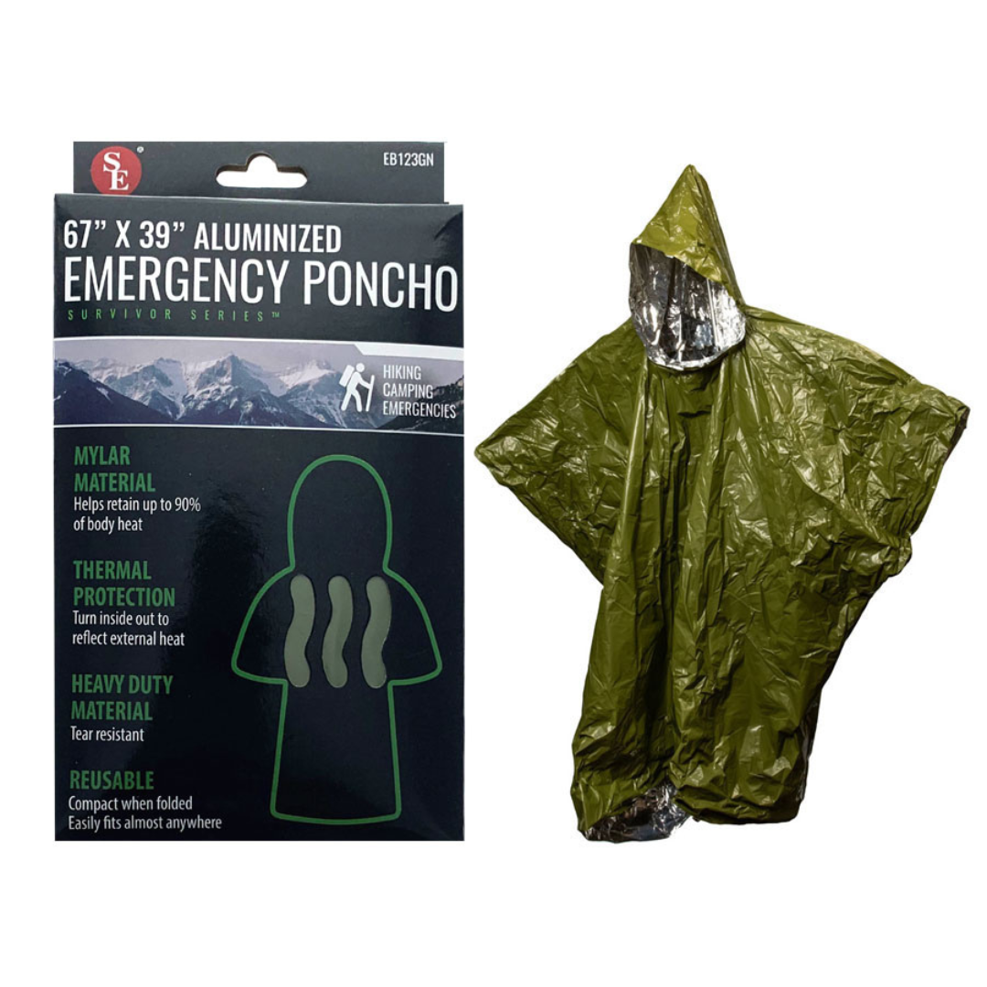 Aluminized Reusable Emergency Poncho (67"x39")
