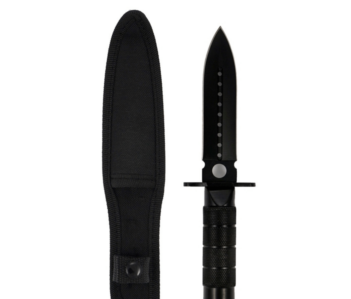 8" Stainless 440 Steel Black Hunting Knife (with Survival Kit and Pouch)