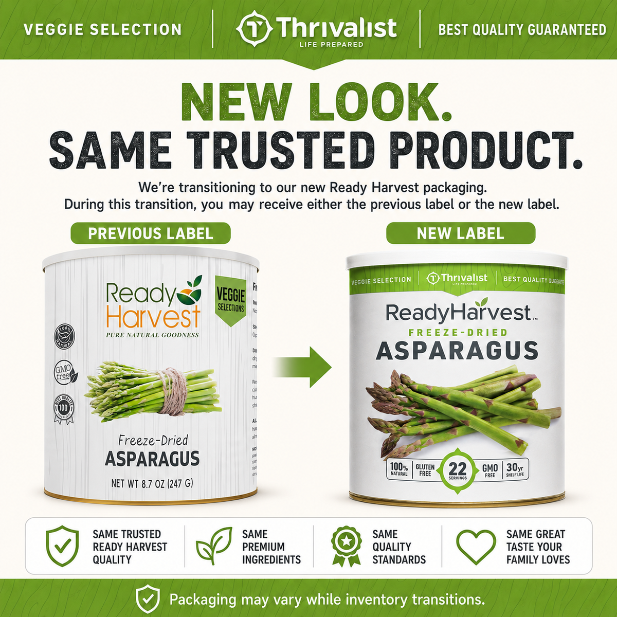 Ready Harvest Freeze-Dried Asparagus (30-Year Shelf Life)