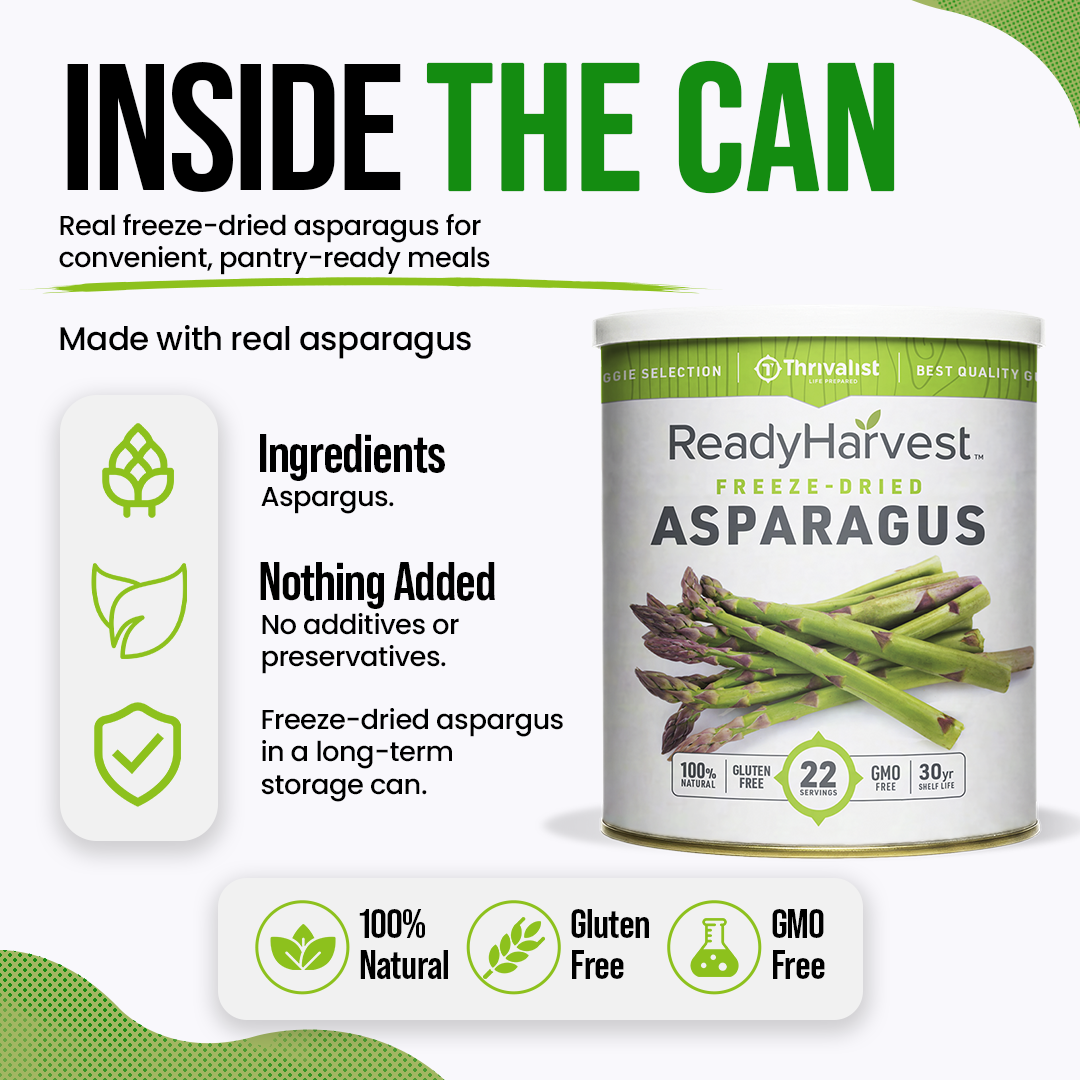 Ready Harvest Freeze-Dried Asparagus (30-Year Shelf Life)