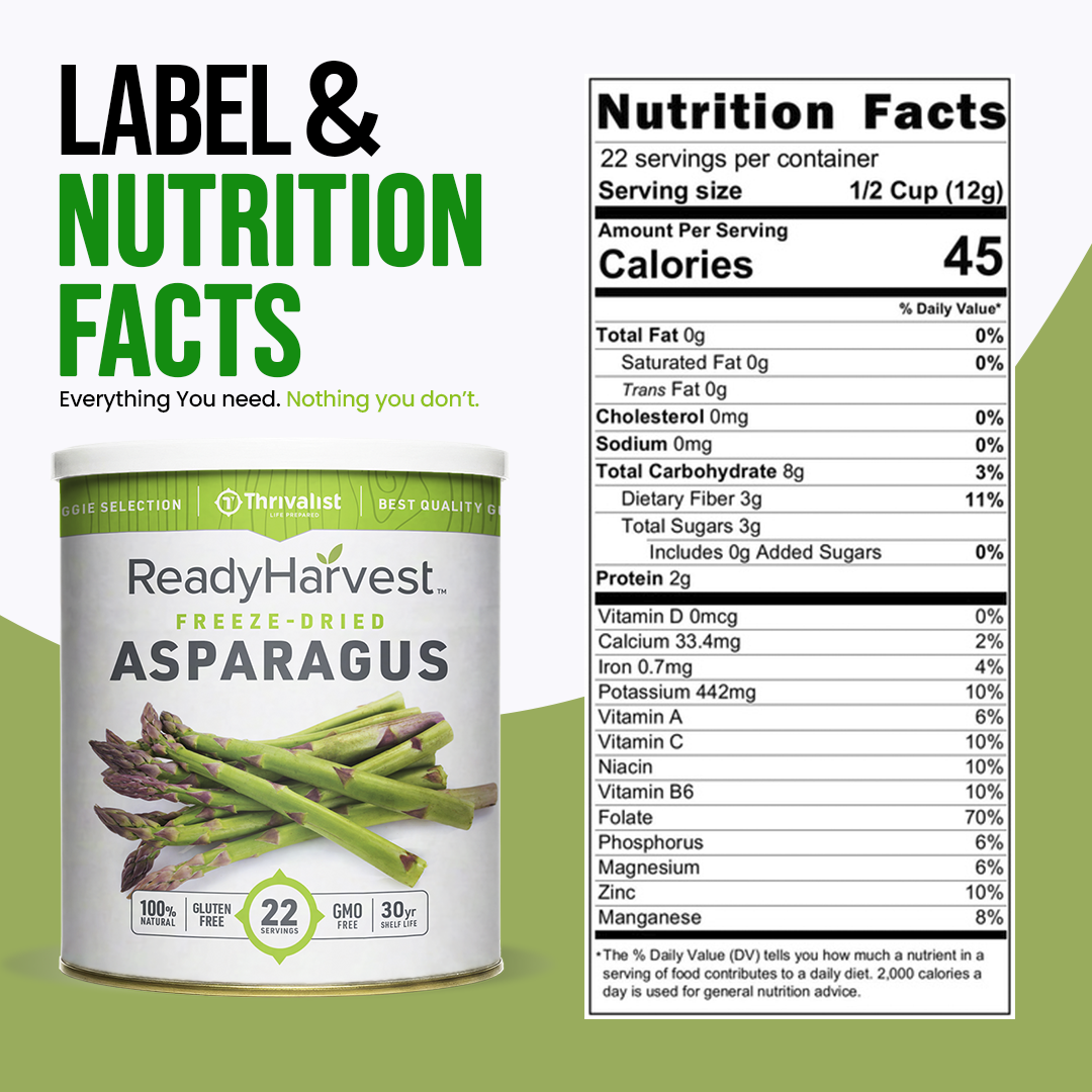 Ready Harvest Freeze-Dried Asparagus (30-Year Shelf Life)