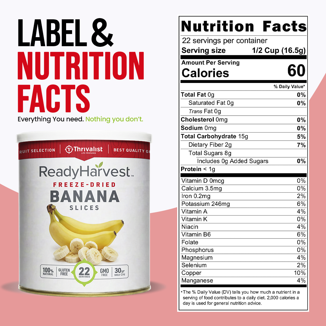 Ready Harvest Freeze-Dried Banana Slices (30-Year Shelf Life)