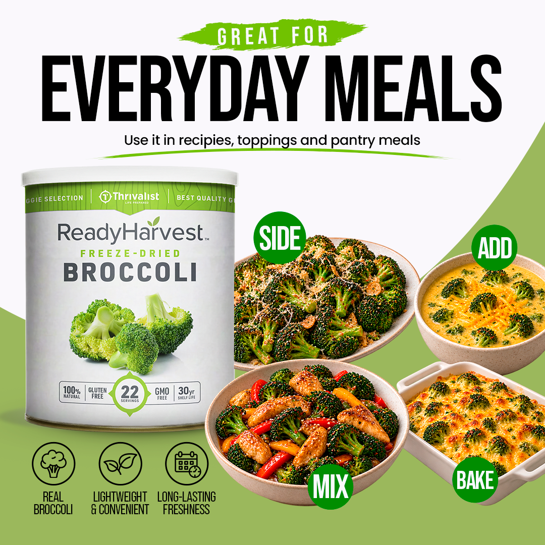 Ready Harvest Freeze-Dried Broccoli (30-Year Shelf Life)