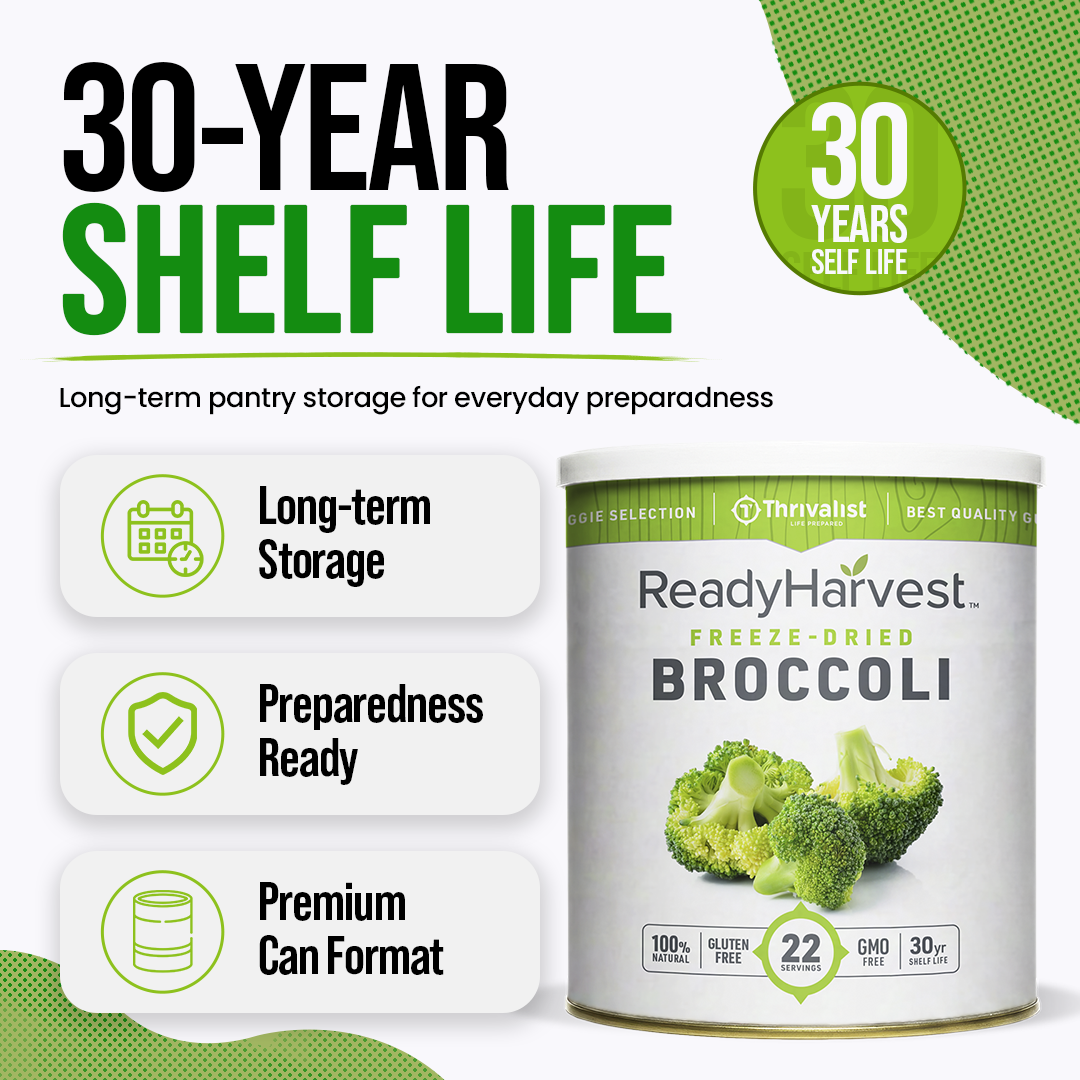 Ready Harvest Freeze-Dried Broccoli (30-Year Shelf Life)