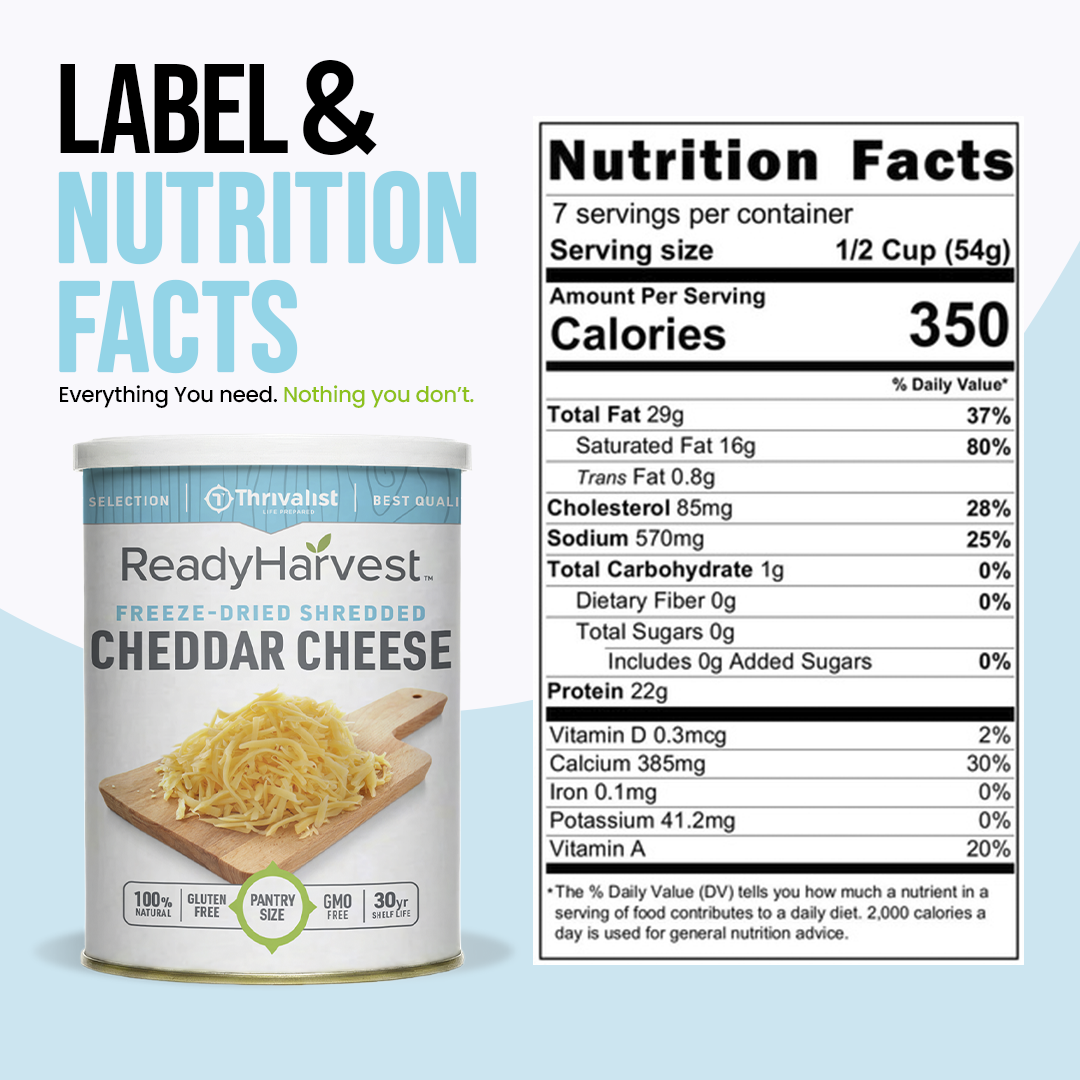 Ready Harvest Pantry Can – Freeze-Dried Shredded Cheddar Cheese (13.4 oz)