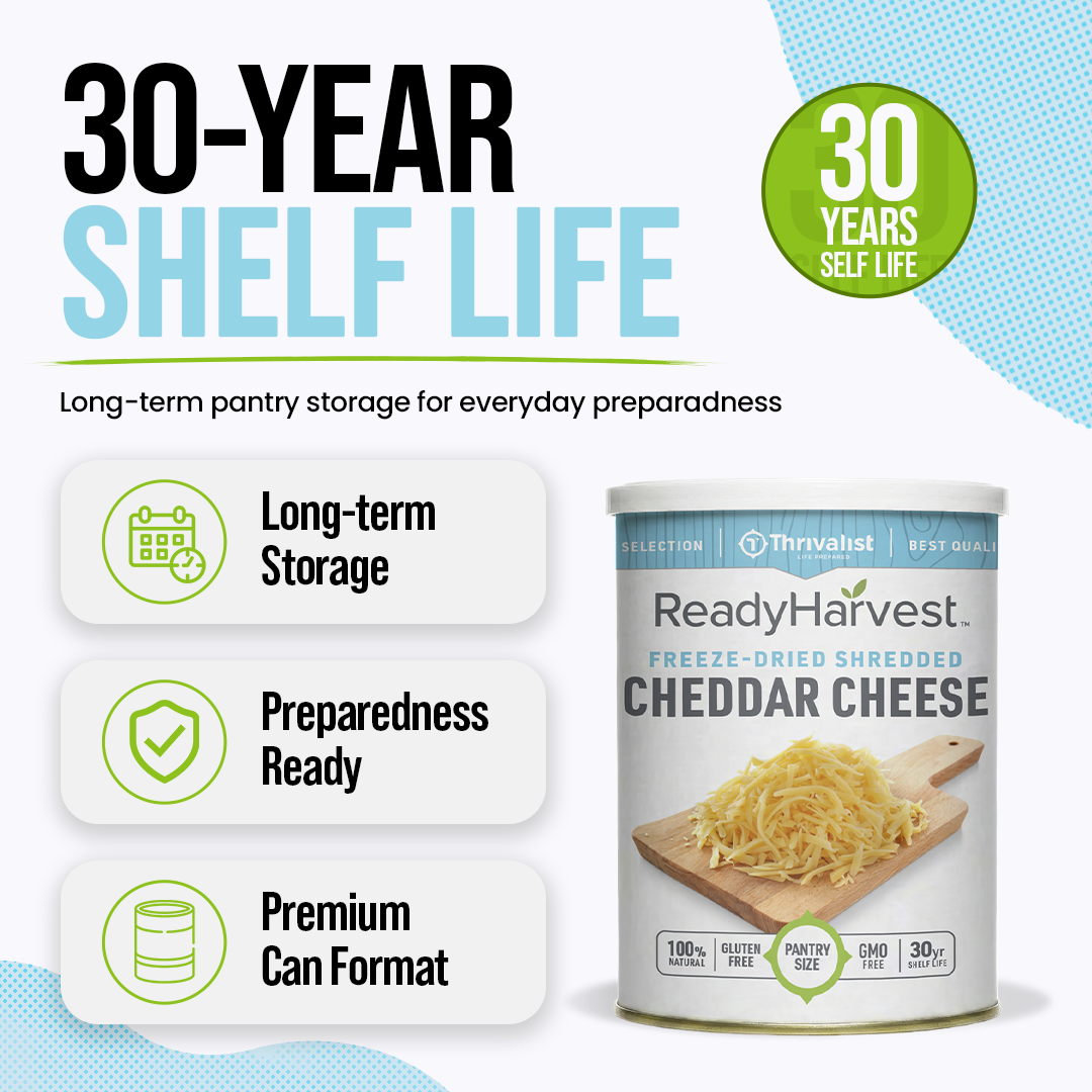 Ready Harvest Pantry Can – Freeze-Dried Shredded Cheddar Cheese (13.4 oz)
