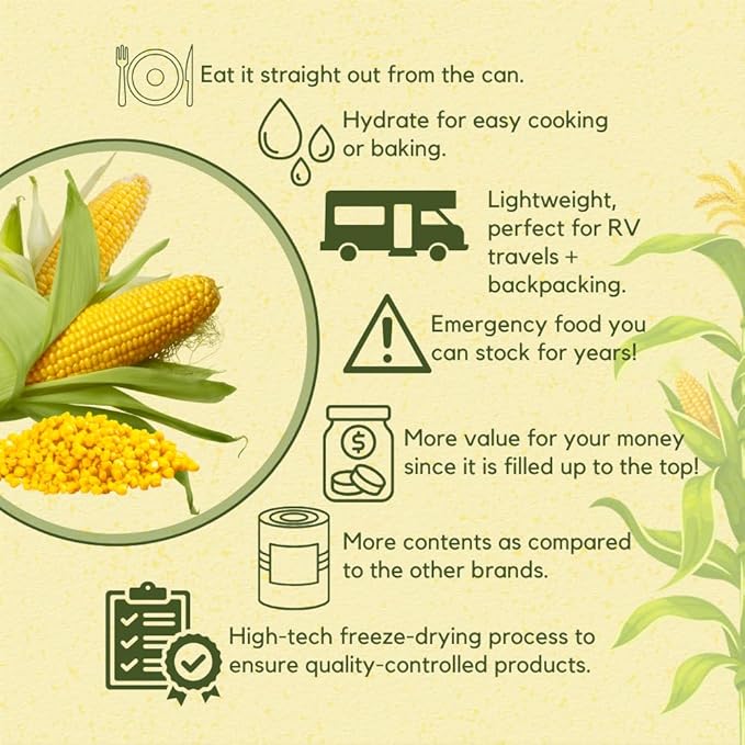 Ready Harvest Freeze-Dried Sweet Corn (30-Year Shelf Life)
