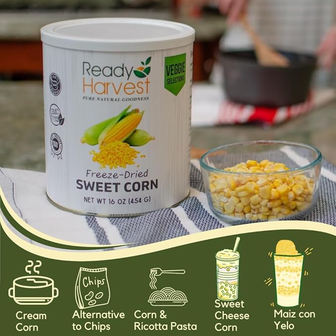Ready Harvest Freeze-Dried Sweet Corn (30-Year Shelf Life)