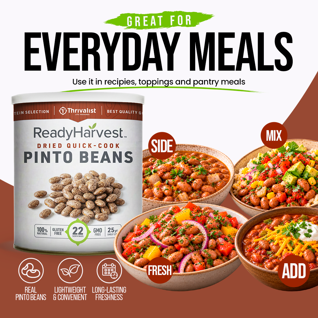 Ready Harvest Premium Quick-Cook Pinto Beans (25-Year Shelf Life)