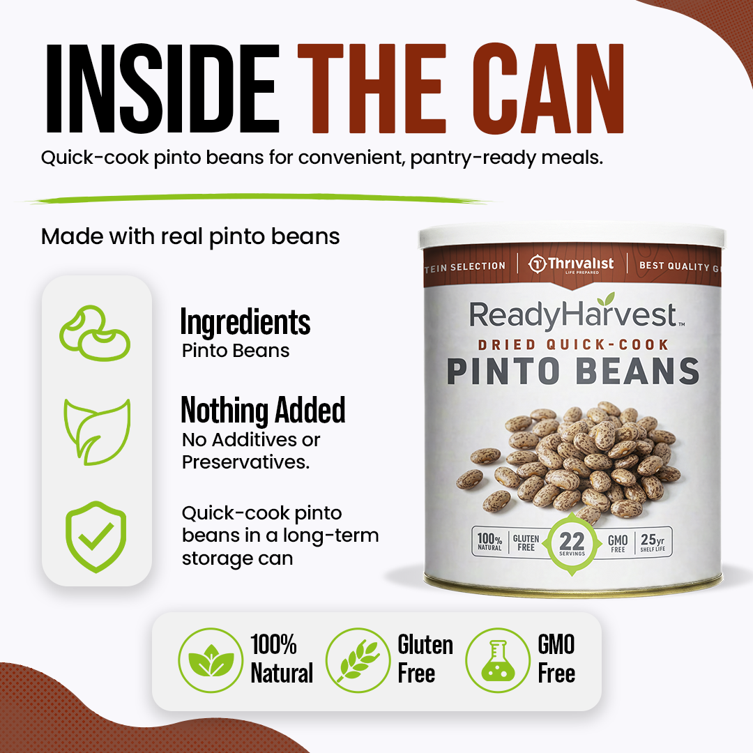 Ready Harvest Premium Quick-Cook Pinto Beans (25-Year Shelf Life)