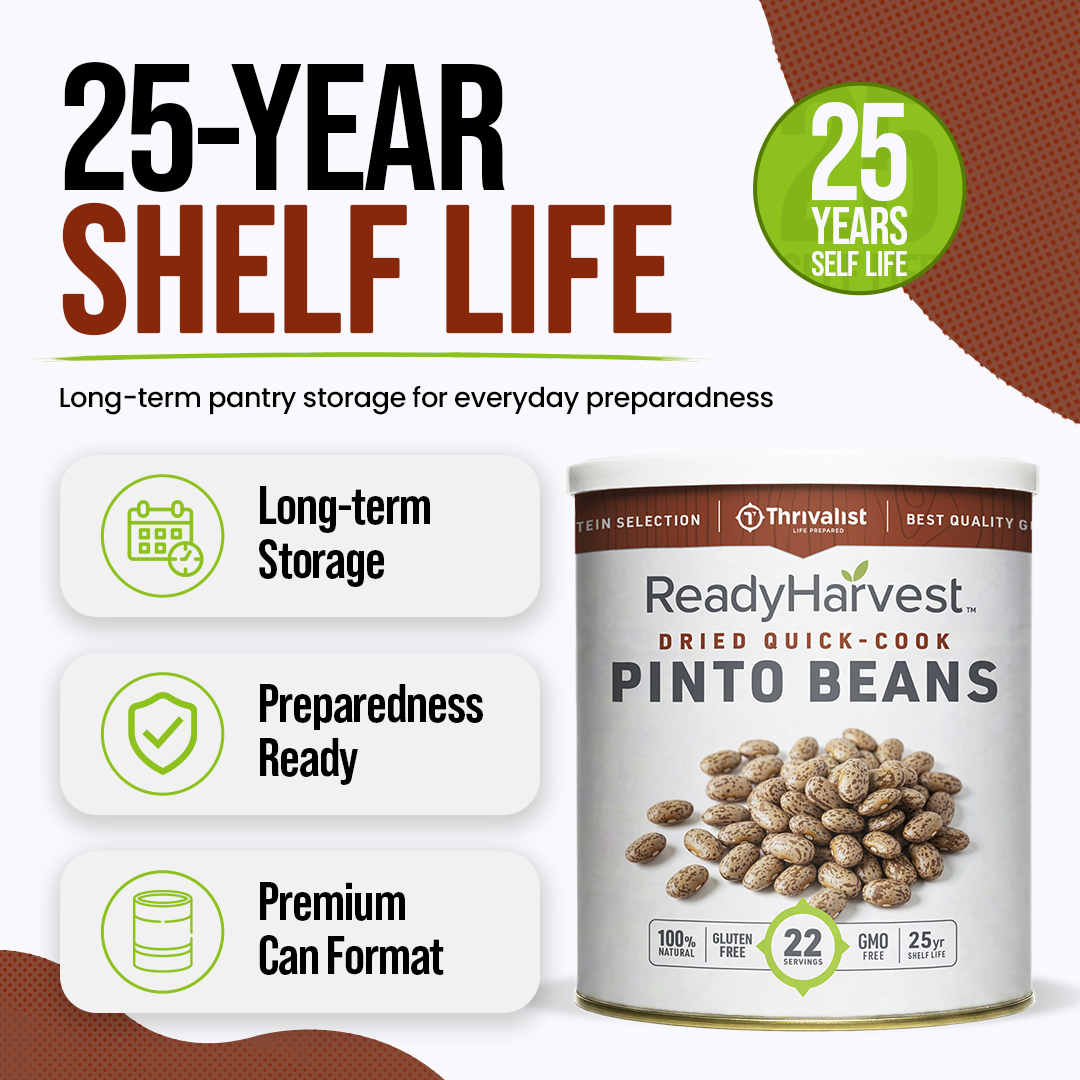 Ready Harvest Premium Quick-Cook Pinto Beans (25-Year Shelf Life)
