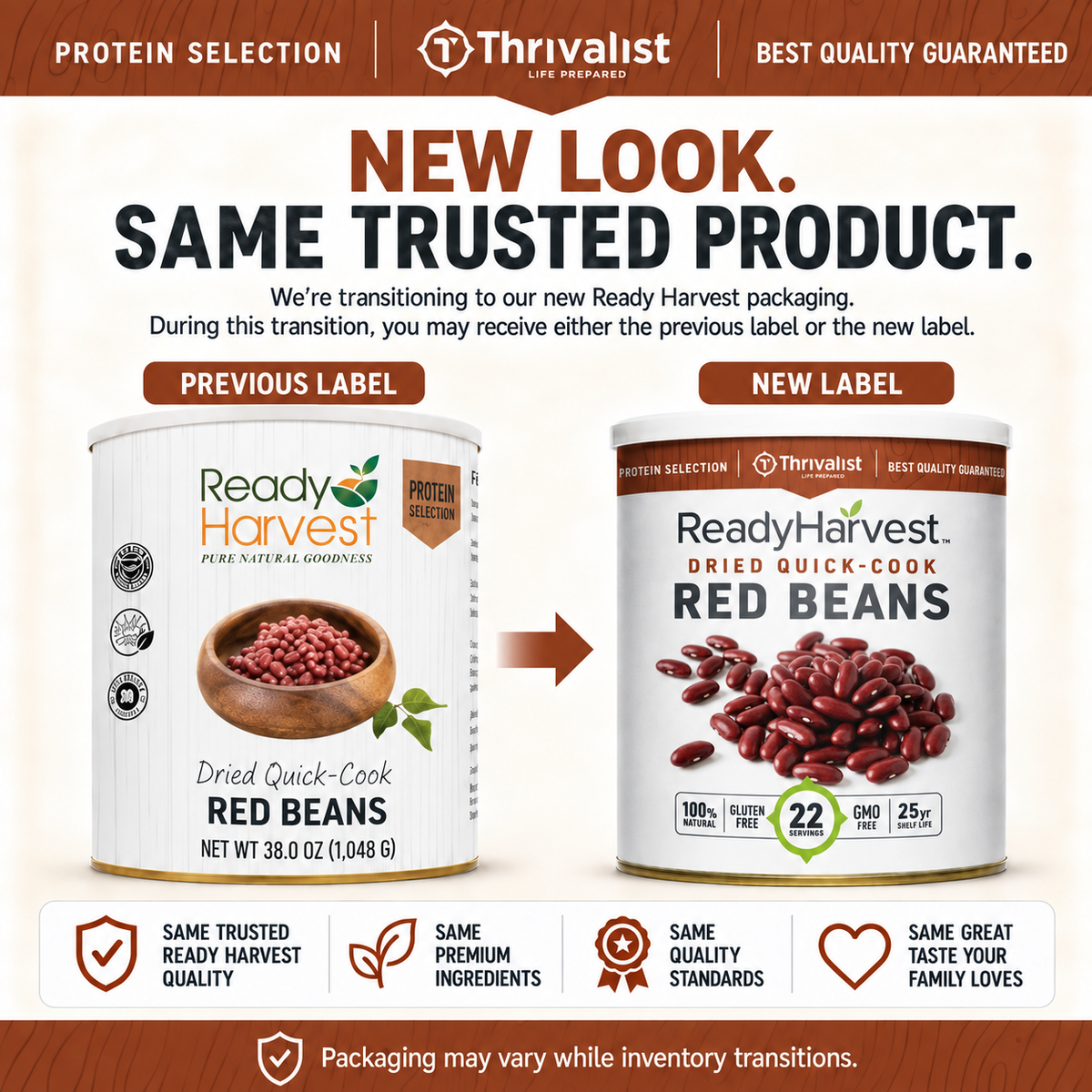 Ready Harvest Premium Quick-Cook Red Beans (25-Year Shelf Life)